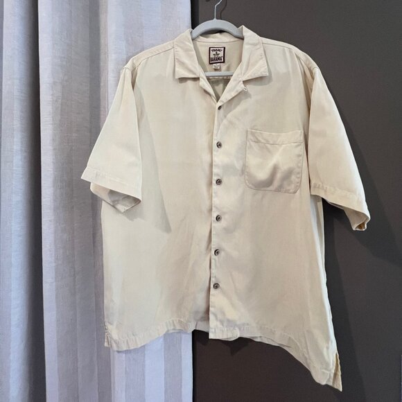 Tommy Bahama Soft Yellow Button Front 100% Silk Shirt, Short Sleeve, Size Large - Picture 1 of 10